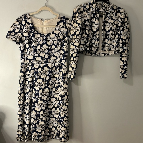 Vintage 60s Gino Charles Floral Brocade Heavy Tapestry Aline Dress and Jacket - Picture 1 of 16